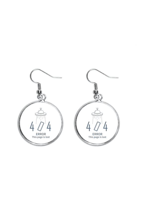 programmer 404 error not found ear dangle silver drop ear jewelry woman