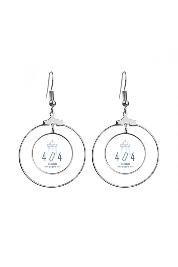 programmer 404 error not found earrings dangle hoop jewelry drop circle