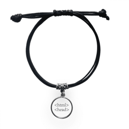 programmer program statement html bracelet leather wristband black jewelry