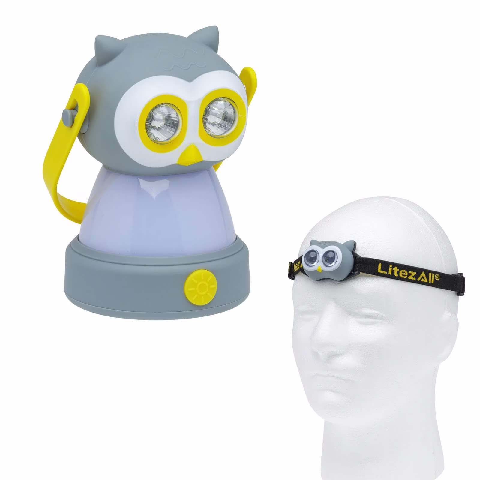Litezall 10000-Lumen 2-in-1 Owl Headlamp and LED Lantern with 4 Light Modes, Gray
