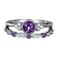 thumbnail image 1 of promise rings for her couple rings set promise rings stainless steel rings for men anniversary/wedding/promise jewelry for her Women's Diamond Ring Couple Jewelry 2 Piece Set #01 Purple,8, 1 of 2