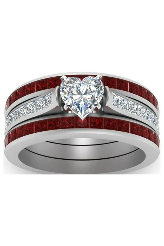 promise rings for couples couple set engagement anniversary/wedding/promise jewelry her Ring Heart Titanium Three Layer Set Couple Steel Rings #01 Women,9