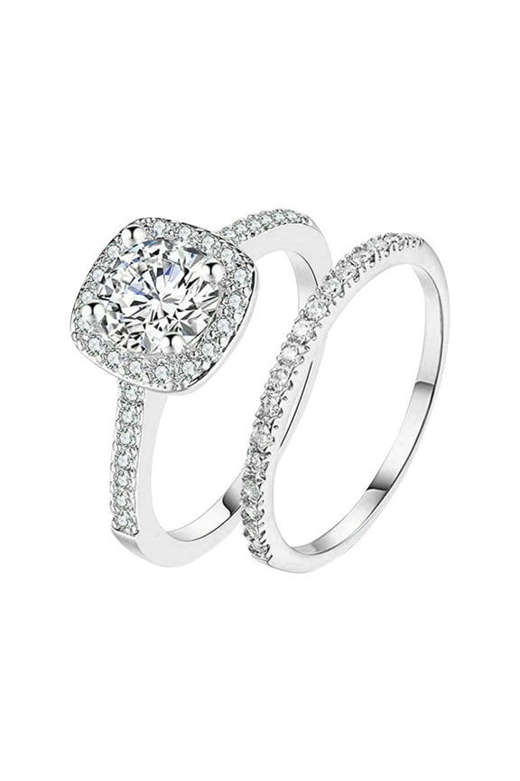 promise rings for women rose gold couple set stacking anniversary/wedding/promise jewelry her Women Ring Rhinestone Men Jewelry Rings Size 6-11 Alloy Gift Finger Couples #01 Silver,6