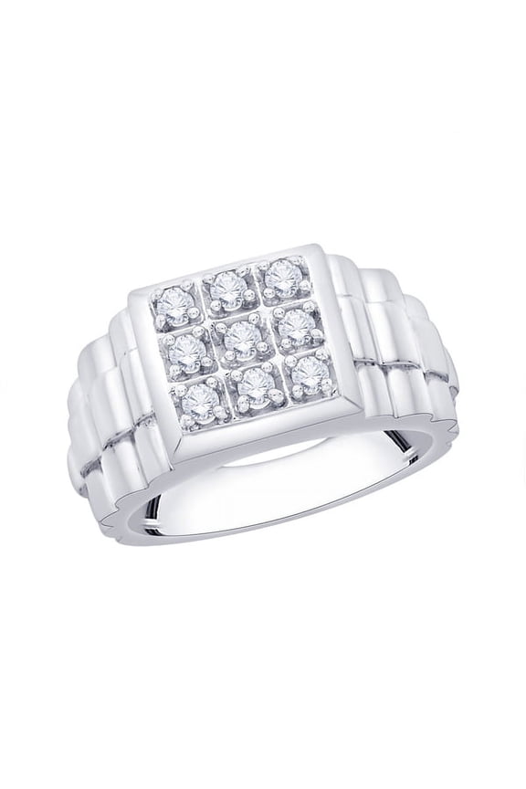 prongs Set Diamond Men's Ring in 10K White Gold (1/2 cttw, G-H, I2-I3)