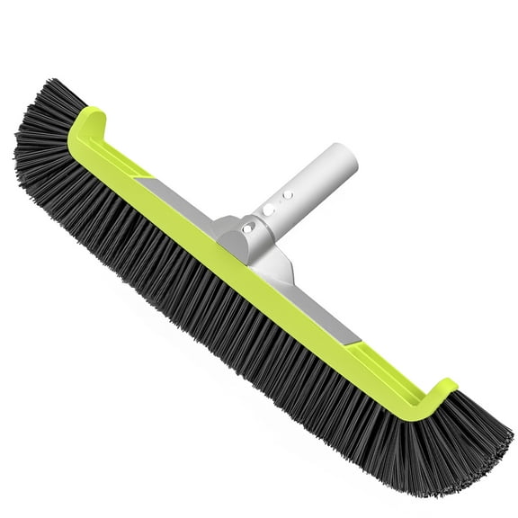 propuri 18" Pool Brush Head for Cleaning Swimming Pool Walls, Curved Ends High-Efficiency Scrub Brush for Tile, Fiberglass, Flooring and Vinyl Pools, Fits 1.25 Poles (Green & Black)