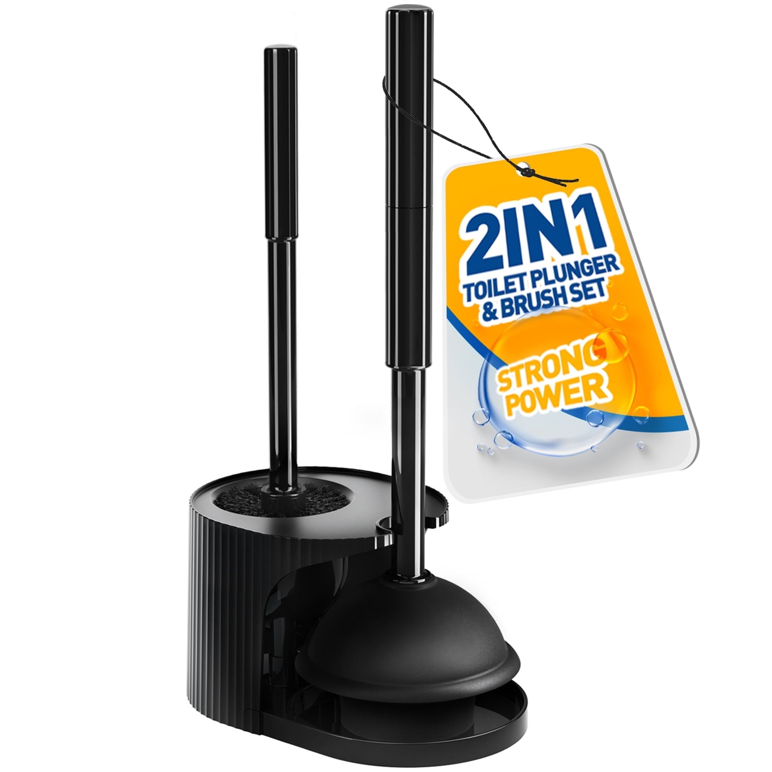 propuri 2 in 1 Toilet Plunger and Brush Set，Extended Handle Plunger,Bathroom Cleaning Tools ,Black - Walmart.com