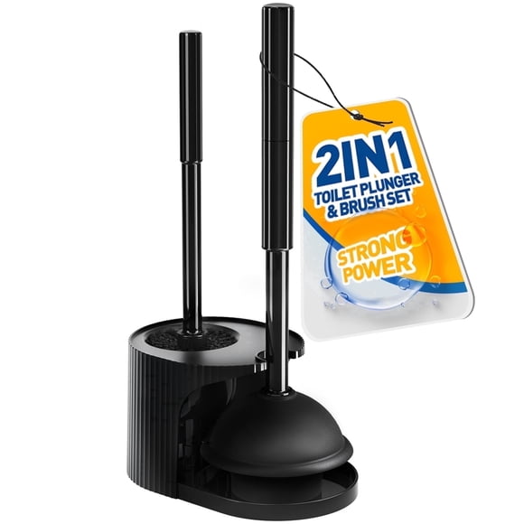 propuri 2 in 1 Toilet Plunger and Brush Set with Extended Handle, Bathroom Cleaning Tools