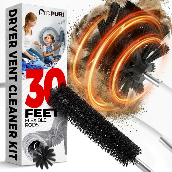 propuri Dryer Vent Cleaning Kit, Lint Remover, Synthetic Brush Head, 30 Feet Use with or Without a Power Drill