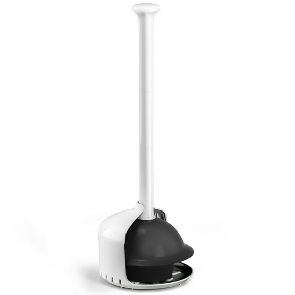 propuri Toilet Plunger with Holder,Heavy Duty Plunger with Cover,Bathroom Decor Accessories,Toilet Clean,White