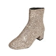 thumbnail image 1 of prrcolt Women's Sparkle Glitter Booties Pointed Toe Block Heel Ankle Booties Casual Dress Party Prom Booties with Zipper, 1 of 8