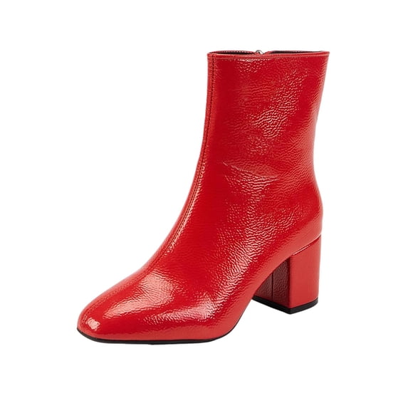 prrcolt Womens Ankle Boots Elegant Chunky Heel Side Zipper Booties with Pointed Toe