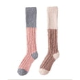 thumbnail image 1 of prucolt 2 Pairs Women's Fuzzy Knee High Socks Thermal Fleece Lined Slouch Socks Winter Warm Slipper Socks Soft Comzy Sleep Socks, 1 of 3