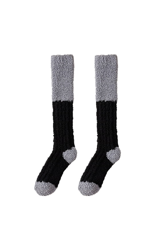 prucolt 2 Pairs Women's Fuzzy Knee High Socks Thermal Fleece Lined Slouch Socks Winter Warm Slipper Socks Soft Comzy Sleep Socks