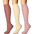 thumbnail image 1 of prucolt 3 Pack Compression Socks for Women Striped Polka Circulation Knee High Stockings for Nurses, Running, Travel, Athletic, 1 of 2
