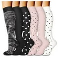 thumbnail image 1 of prucolt 6 Pairs Compression Socks for Women Knee High Stockings Circulation Support for Athletic Traveling Cycling, 1 of 2