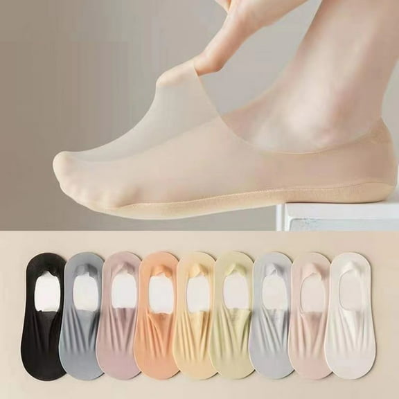 prucolt No Show Socks for Women Nylon Non Slip Low Cut Ankle Socks Lightweight Thin Silk Casual Socks Invisible Flat Boat Liner Socks