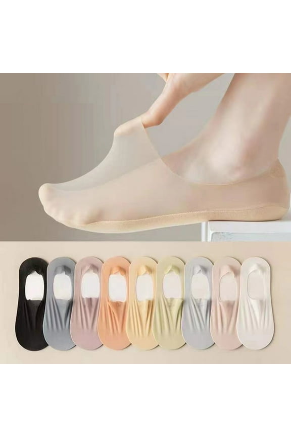 prucolt No Show Socks for Women Nylon Non Slip Low Cut Ankle Socks Lightweight Thin Silk Casual Socks Invisible Flat Boat Liner Socks