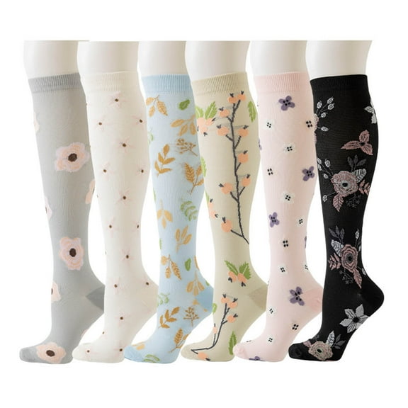 prucolt Women's Compression Socks Retro Floral Print Comfort Compression Sockings for Nurse, Pregnancy