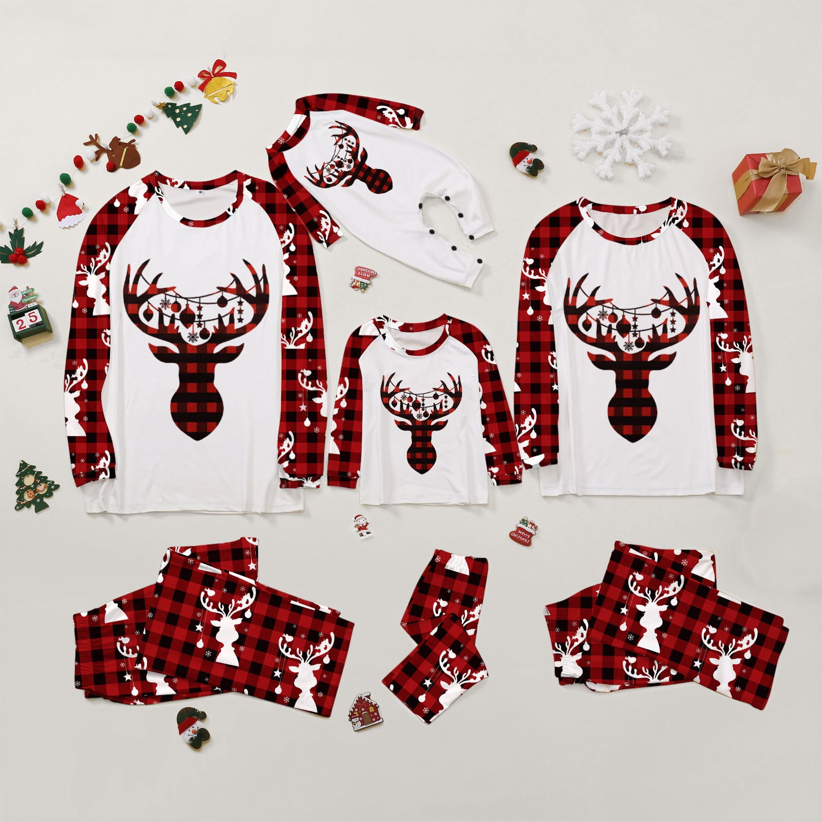 pseurrlt 2023 Sets Family Matching Pajamas Men Velvet Family Christmas