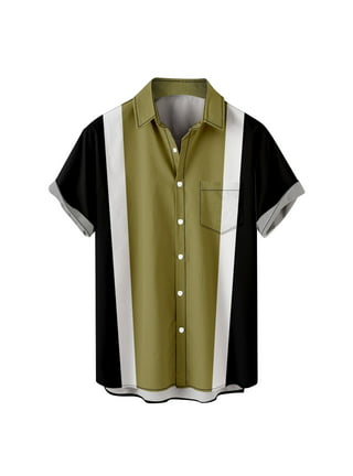 Dovford Men's 1950s Vintage Shirts Casual Button Down Retro Shirts Summer  Short Sleeve Bowling Shirts Cuban Camp Style