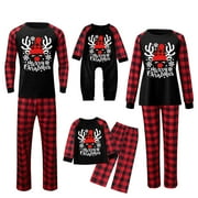 pseurrlt Family Pajamas Matching Christmas Pajamas for Family, Matching Family Sets Print Top and Plaid Pants