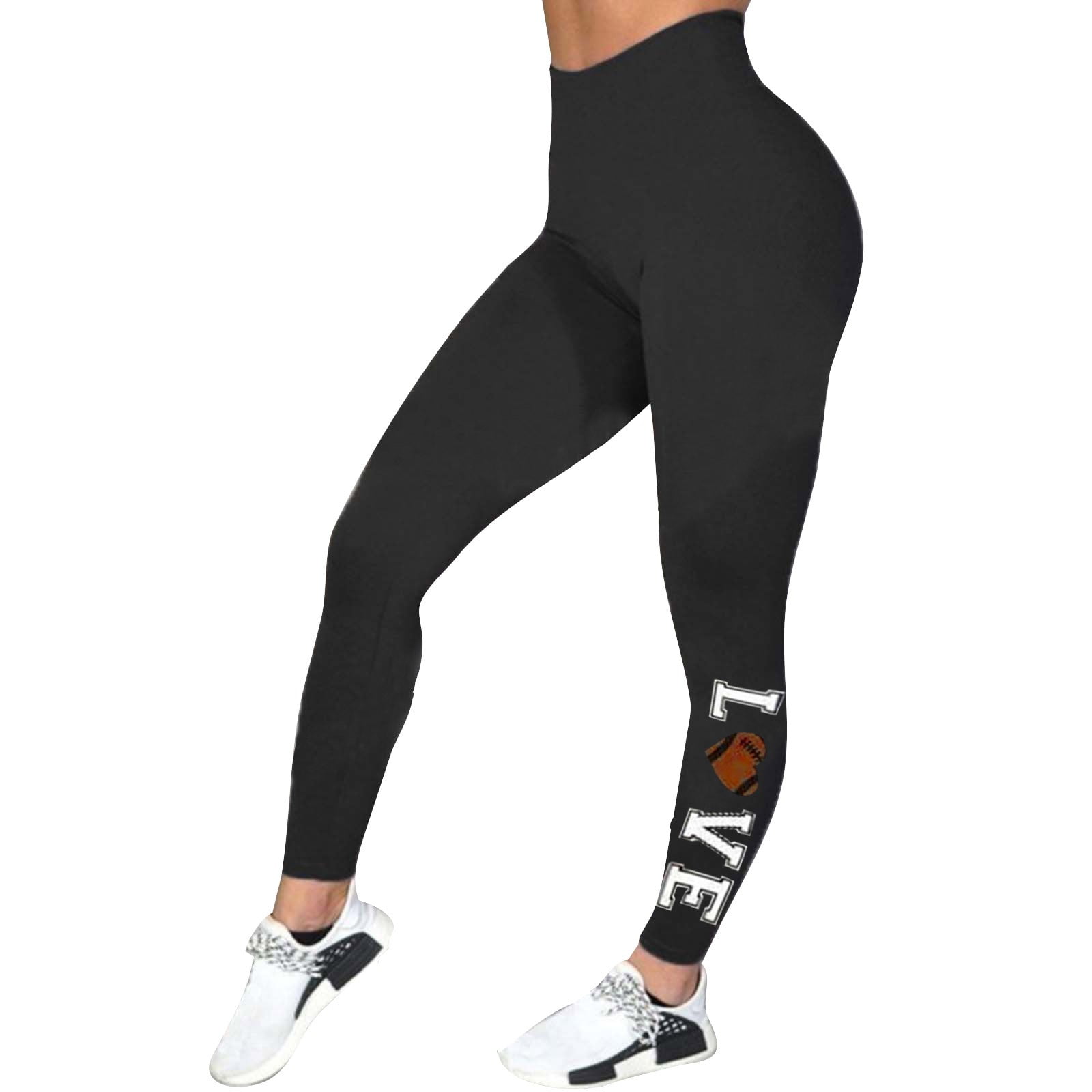 pseurrlt Football Print Women's High Waist Fashion Capri Leggings Skinny  Pants for Yoga Running 