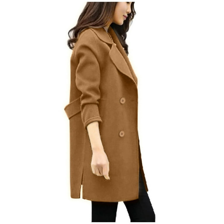 Sexy Coat For Women Winter Mid Long Ladies Jackets Wool Blend Coats Sigle  Breast