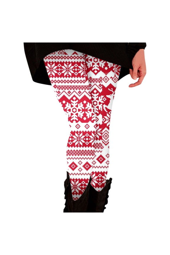 Women's Christmas Leggings High Waisted Workout Pants Tummy Control Santa Claus Print Gym Legging Tights