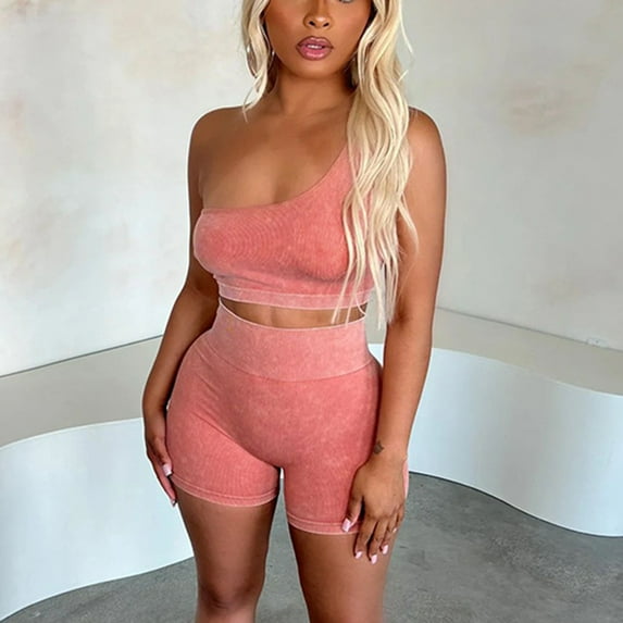 pstuiky 2 Piece Short Sets for Women Oversized Solid Color Lightweight Lounge Sets Casual Loose Fit Crew Neck Sleeveless Pajama Sets with Shorts Womens Loungewear Orange XL