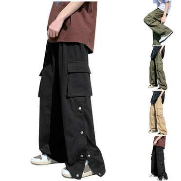 pstuiky Cargo Pants For Men, Solid Color Straight Type Activewear Active Fit Multiple Pockets Pants For Men Up To 60% Off Army Green L