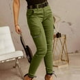 thumbnail image 1 of pstuiky Cargo Pants Women Baggy, Solid Color Casual Long Low Waisted Outfits for Vacation Button with Pockets Active Fit Women Pant Green XL, 1 of 6