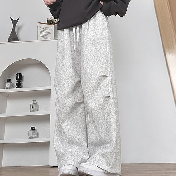pstuiky Cargo Pants Women Baggy, Solid Color Casual Long Pants with Pockets Basic Activewear for Women White XL
