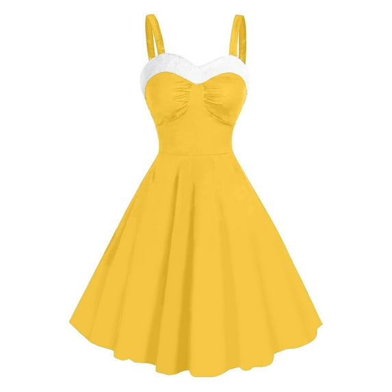 pstuiky Christmas Dresses Women Vintage Dress for Women Snowflake Print Plus Size Dresses Swing A-Line Dress Knee-Length Dress Sleeveless Midi Cocktail Dresses