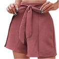 thumbnail image 1 of pstuiky Comfy Shorts for Women, Womens Solid Color Chiffon Lace-Up Shorts Leaqsure Shorts Running Tennis Shorts on Sale Pink XXL, 1 of 5