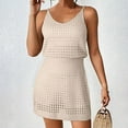thumbnail image 1 of pstuiky Cover up for Women, Summer Crochet Hollow Out Knit Beach Cover Up Dress for Women Vacation Swimwear Bathing Suit Outfit Cruise Resort Wear Lightweight Long Sleeve Khaki, 1 of 7