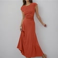 thumbnail image 1 of pstuiky Dresses for Women,Solid Color V-Neck Short Sleeve Long Dress Set Casual Maxi Dresses Fall Plus Size Dresses for Cocktail Party, 1 of 8
