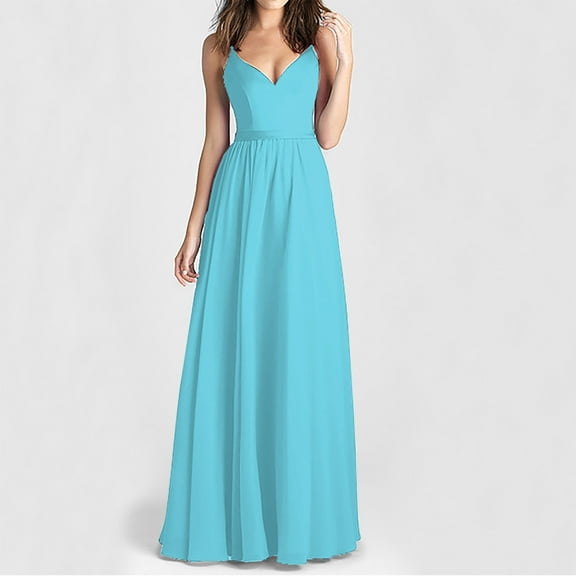 pstuiky Dresses for Women,Solid Color V-Neck Sleeveless Vest Long Dress Casual Maxi Dresses Fall Plus Size Dresses for Cocktail Party