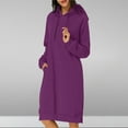 thumbnail image 1 of pstuiky Dresses for Women, Women's Solid Color Hooded Dress Hoodie Long Hooded Dress Sweatshirt Dress with Pockets, 1 of 7