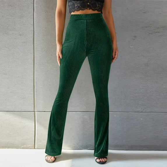 pstuiky Flare Leggings, Women Print High Elastic Waist Flared Wide Leg Long Pants Active Fit Trendy Slim Fitness Sports Trousers for Women Gift for Women Green XL