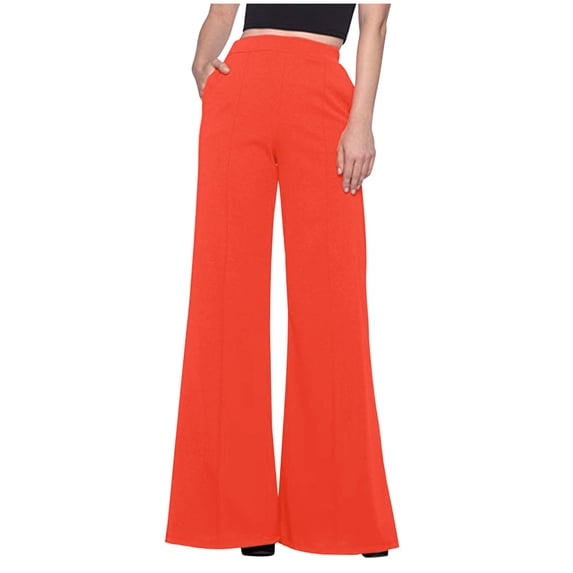 pstuiky Flare Leggings, Women Print High Elastic Waist Flared Wide Leg Long Pants Relaxed Fit Athletic Bootcut Jogger Sweatpants Leisure Pants Gift for Girl Red L