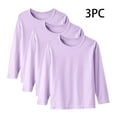thumbnail image 1 of pstuiky Girls Long Sleeve Tops, 3-Piece Set Unisex Solid Color Round Neck Tee Shirts Soft Casual Tops Spring and Fall Thin Basic Tees Girl Tops, 1 of 8