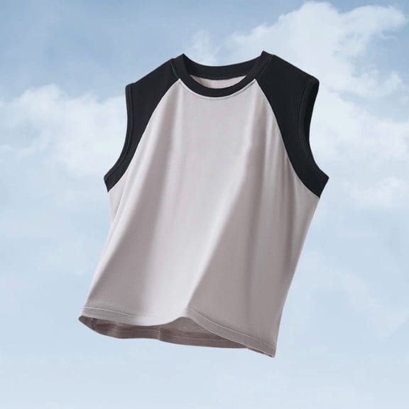 pstuiky Girls Summer Tops, Unisex multi-color Summer Thin Soft Cotton sleeveless tops Round Neck Top Basic Tees Loose Casual Top undershirts for boys Teen Girl Shirts