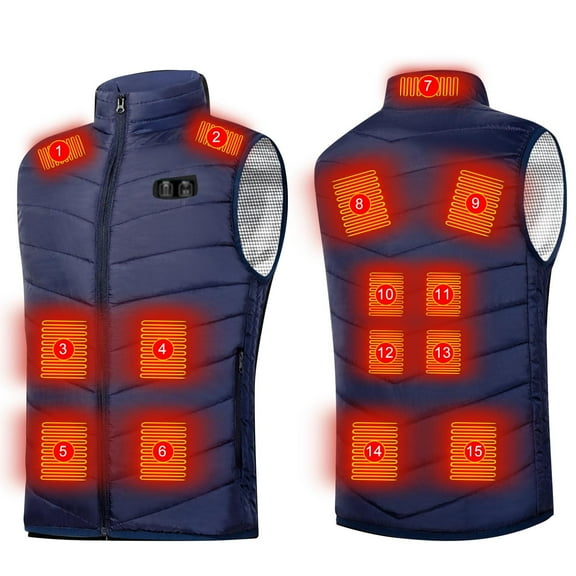 pstuiky Heated Vest, Women 15 Zone Smart Heating Vest USB Charging Warm Vest Smart Heating Jacket Stand Collar Vest Leisure