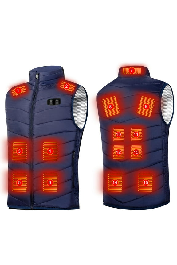 Heated Vest, Women 15 Zone Smart Heating Vest USB Charging Warm Vest Smart Heating Jacket Stand Collar Vest Leisure