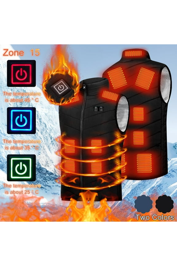 Heated Vest, Women 15 Zone Smart Heating Vest USB Charging Warm Vest Smart Heating Jacket Stand Collar Vest Leisure
