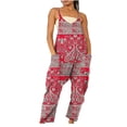 thumbnail image 1 of pstuiky Jumpsuits for Women Dressy, Women's Sleeveless Spaghetti Straps Jumpsuits Printed Loose Casual Adjustable Spaghetti Strap Jumpsuits Stretchy Wide Leg Rompers with Two Pockets, 1 of 6