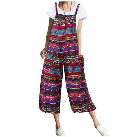 pstuiky Jumpsuits for Women, Women's Sleeveless Jumpsuits Adjustable Spaghetti Strap Stretchy Long Pant Romper Jumpsuit with Pockets Wide Leg Jumpsuits for Women Leisure Jumpsuits Red XXXL #7