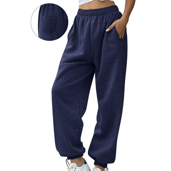 pstuiky Sweat Pants Solid Color Plus Size Adjustable Cuffs Elastic Waist Sweatpants Casual Baggy for Running Sports Long Pants with Three Pockets Navy XXL