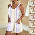 thumbnail image 1 of pstuiky Jumpsuits for Women Dressy, Striped Loose Short Trousers Suspender with Pockets Athletic Rompers for Women Green L, 1 of 6