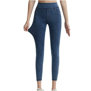 pstuiky Leggings, Women Summer Solid Color High Waist Slimming and Hip Lifting Peach Elastic Outwear with Double Pockets Running Yoga Casual Pants Girls Leggings Flash Deals